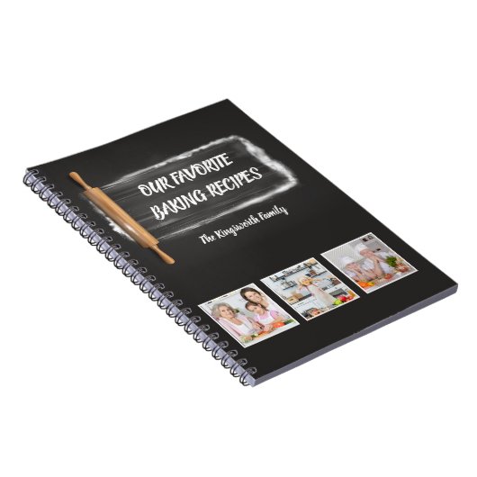 レシピファミリお気に入りのベーキングパーソナライズされた写真 ノートブック (右側)