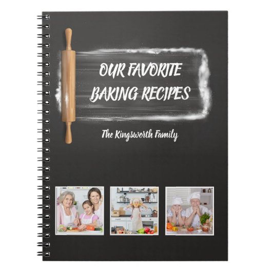 レシピファミリお気に入りのベーキングパーソナライズされた写真 ノートブック (正面)