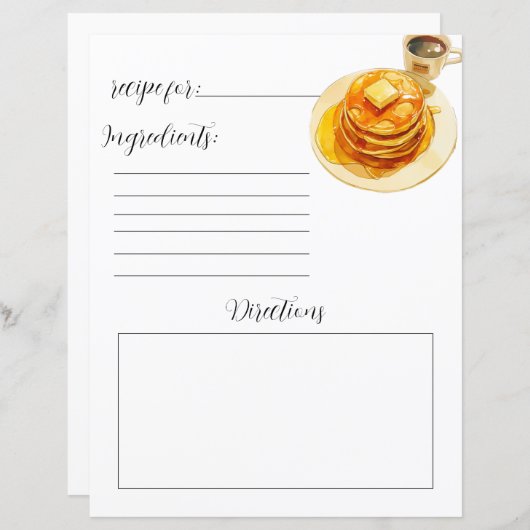 レシピフワフワのパンケーキの自家製ブックページ (正面/裏面)