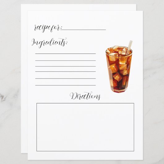 レシピブックのコールドコーヒーレシピ (正面/裏面)