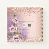 レシピブックフランスの料理バラ金ゴールドパリエッフェル ノートブック (裏面)