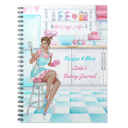 レシピブックレトロキッチンベーキング及び料理 ノートブック (正面)