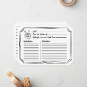 レシピブライダルシャワーかわいい白黒カード ノートカード (正面/裏面インサイチュ)