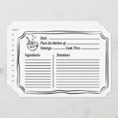 レシピブライダルシャワーかわいい白黒カード ノートカード (正面/裏面)