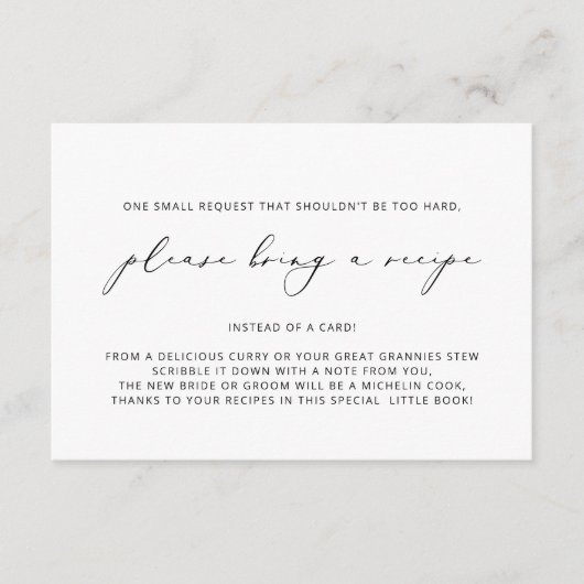 レシピブライダルシャワーエンクロージャカードを持ち込む エンクロージャーカード (正面)