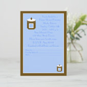 レシピブライダルシャワー招待 – ブルーモノグラム 招待状 (スタンド正面)