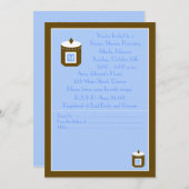 レシピブライダルシャワー招待 – ブルーモノグラム 招待状 (正面/裏面)