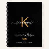 レシピブラックヴェジタリアン料理本の名前 ノートブック (正面)