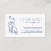 レシピブルーフローラブライダルシャワー エンクロージャーカード (正面)