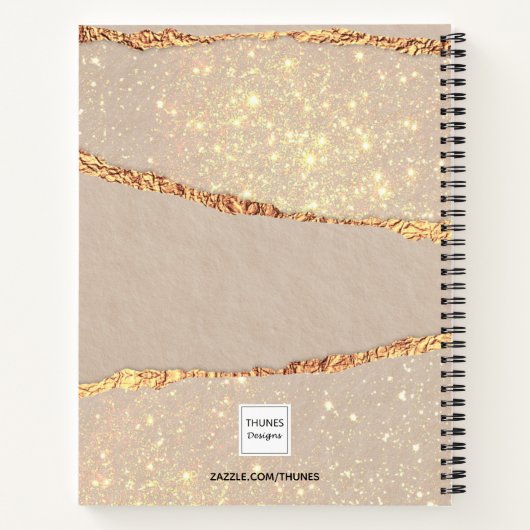 レシピベージュ金ゴールドアゲイト大理石モノグラム ノートブック (裏面)