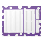 レシピページパープル水玉模様 ノートパッド (正面)