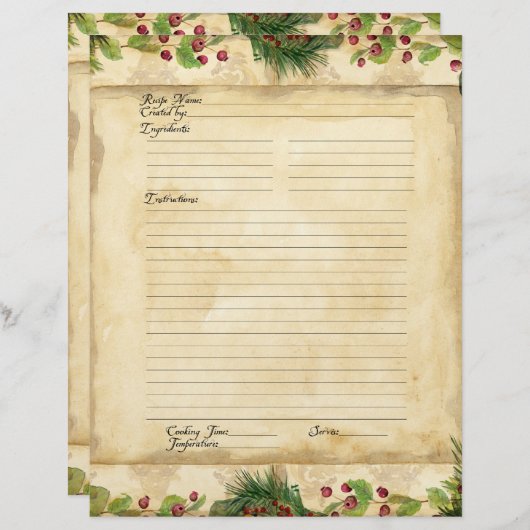 レシピページファミリークリスマスクックブックレシピ (正面/裏面)