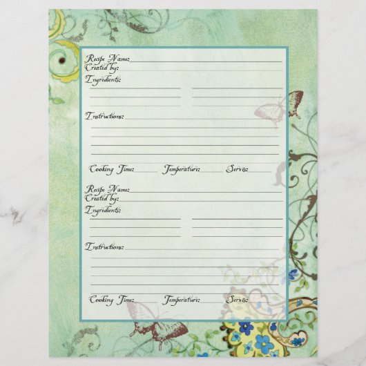 レシピページファミリー伝統クックブックレシピバインダー (裏面)