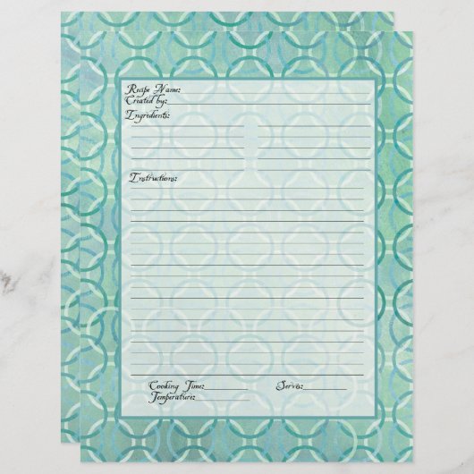 レシピページファミリー伝統クックブックレシピバインダー (正面/裏面)