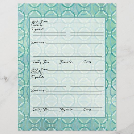 レシピページファミリー伝統クックブックレシピバインダー (裏面)