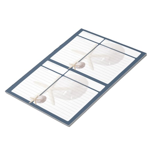 レシピページ砂ドルとヒトデ2 5x7 ノートパッド (アングル)