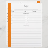 レシピページ（オレンジ色の文字形式） (正面/裏面)