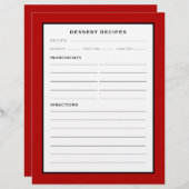 レシピページ |デザート |赤シンプル黒と白 (正面/裏面)