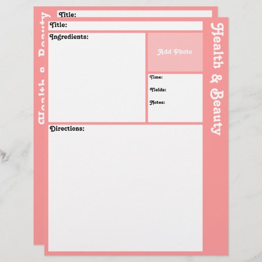 レシピページ（ピンク） (正面/裏面)