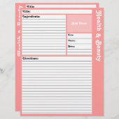 レシピページ（ピンク） (正面/裏面)