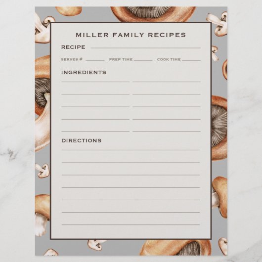 レシピページ |ファミリ名 |キノコのパターン (正面)