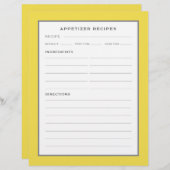 レシピページ |前菜 |黄シンプル灰色 (正面/裏面)