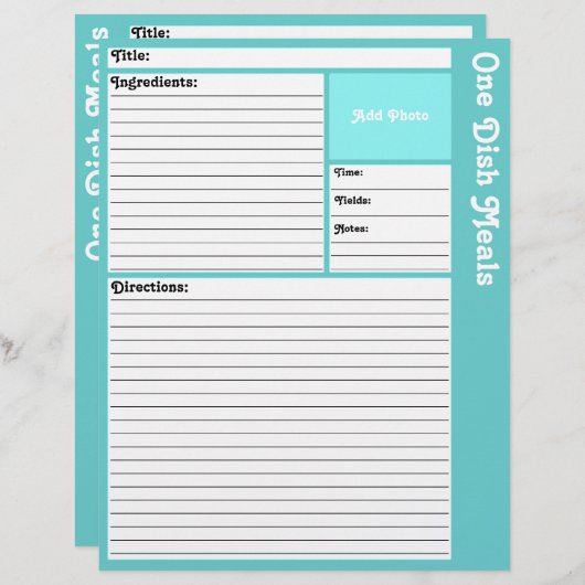 レシピページ（水色） (正面/裏面)