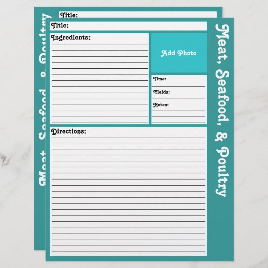 レシピページ（水色） (正面/裏面)