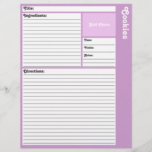 レシピページ（淡紫） (正面)