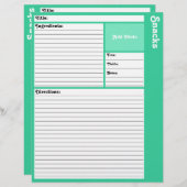 レシピページ(淡色ティール（緑がかった色）) (正面/裏面)