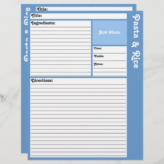 レシピページ（淡青） (正面/裏面)