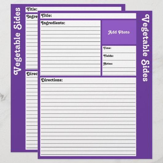 レシピページ（濃い紫） (正面/裏面)