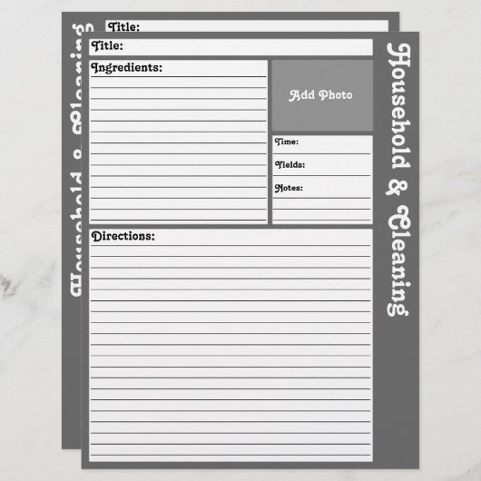 レシピページ（灰色） (正面/裏面)