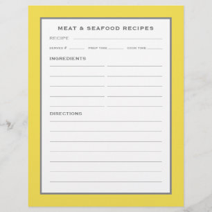 レシピページ  肉と魚介類  黄シンプル灰色