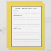 レシピページ |肉と魚介類 |黄シンプル灰色 (正面/裏面)