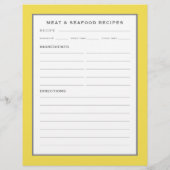 レシピページ |肉と魚介類 |黄シンプル灰色 (裏面)