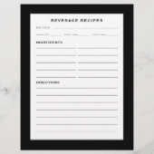 レシピページ |飲料 |シンプル白黒 (裏面)
