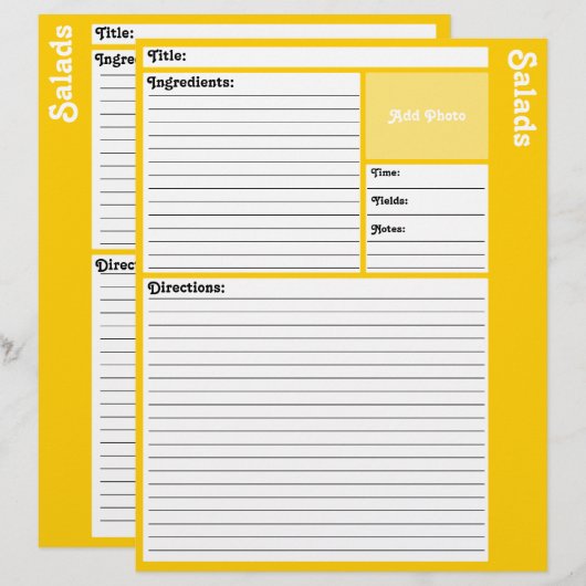 レシピページ（黄色） (正面/裏面)