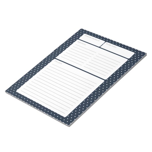 レシピページNavy Blueと水玉模様 ノートパッド (アングル)