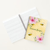 レシピミツバチ黄色いハニカムピンクの花 ノートブック (内部)