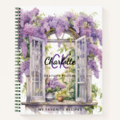 レシピライラック窓花ピンク・モノグラム ノートブック (正面)