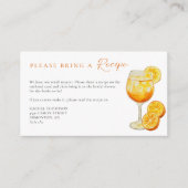 レシピリクエストアペロルスピリッツオレンジブライダルシャワー エンクロージャーカード (正面)