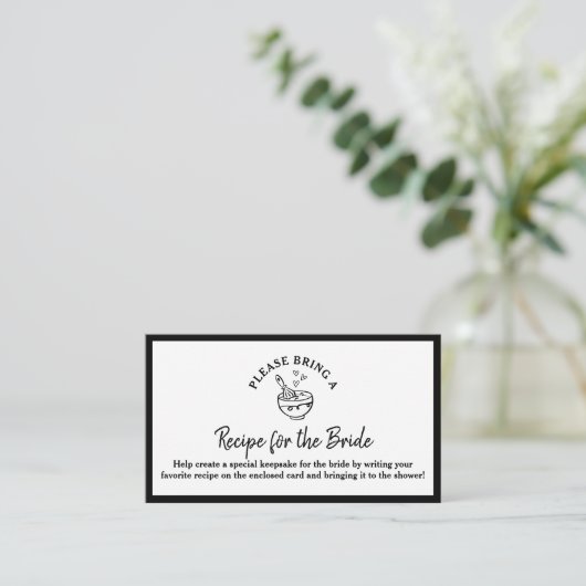 レシピリクエストカードブラック&ホワイトブライダルシャワー エンクロージャーカード (スタンド正面)