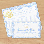 レシピリクエストカードforレモン&ブルーブライダルシャワー エンクロージャーカード