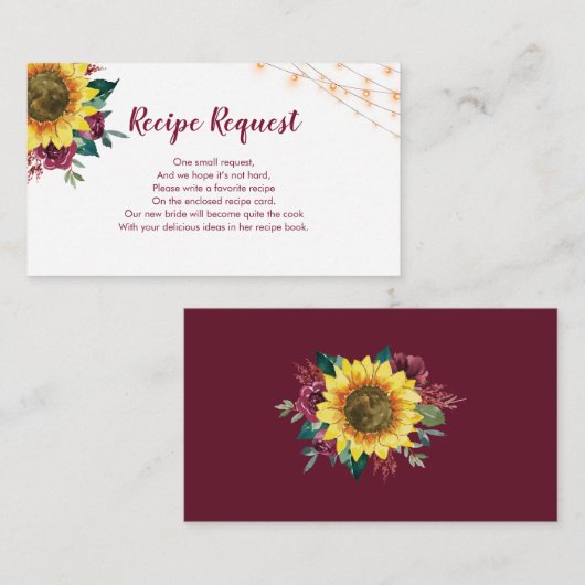 レシピリクエストサンフラワーブルゴーニュバラ エンクロージャーカード (正面/裏面)