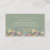 レシピリクエストセージグリーンワイルドフラワーブライダルシャワー エンクロージャーカード (正面)