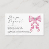 レシピリクエストピンクボウグラムブライダルシャワー エンクロージャーカード (正面)