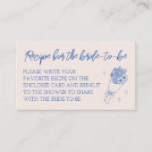 レシピリクエストブルー手描きブライダルシャワー エンクロージャーカード (正面)