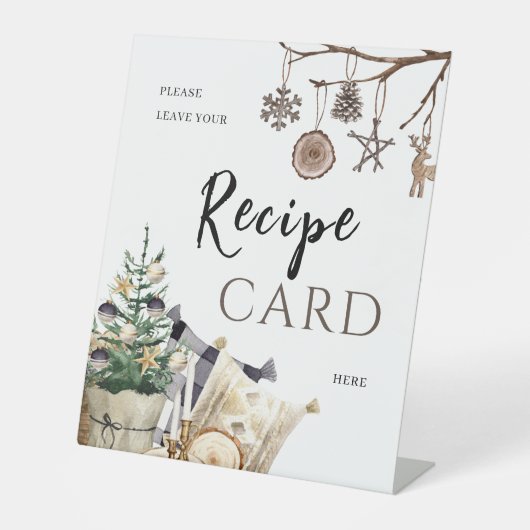 レシピリクエスト | ボヘミアンワインター ブライダルシャワーテーブル 台座サイン (正面)