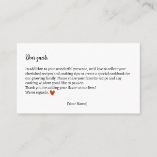 レシピ交換秋テディベア赤ちゃんシャワー エンクロージャーカード